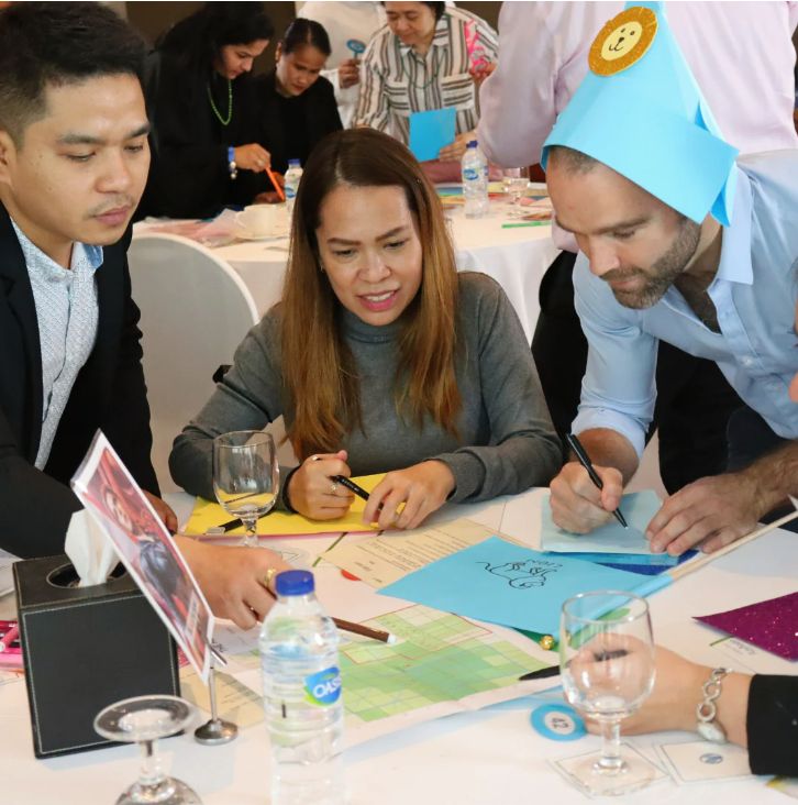 Team working together during an El Dorado strategy simulation activity